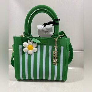 NWT Kate Spade x Target green/blue stripe purse with daisy & lucky charms